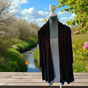 Rebecca Malone Black Asymmetrical 3/4 Sleeve Cardigan